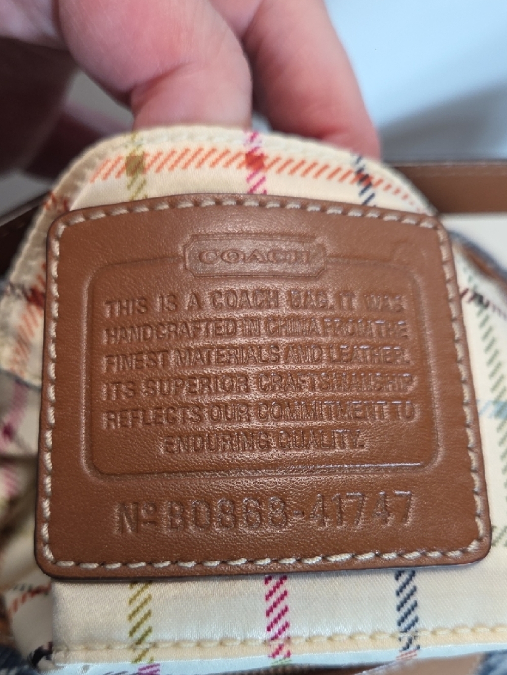 Coach Blue Denim Signature Canvas Mini Bag with Brown Leather Trim - Picture 7 of 7